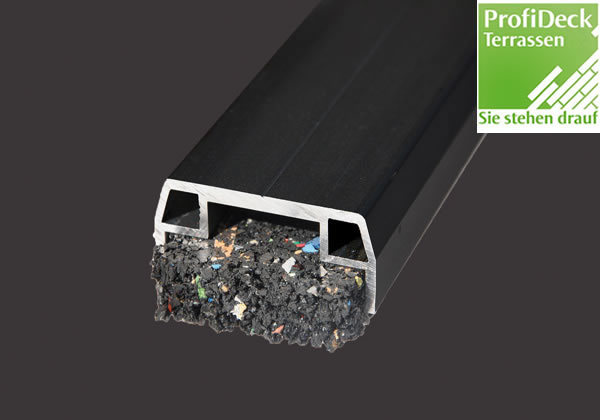 UPM ProFi Aluminium Unterkonstruktion 23x40mm in Schwarz mit Gummigranulat