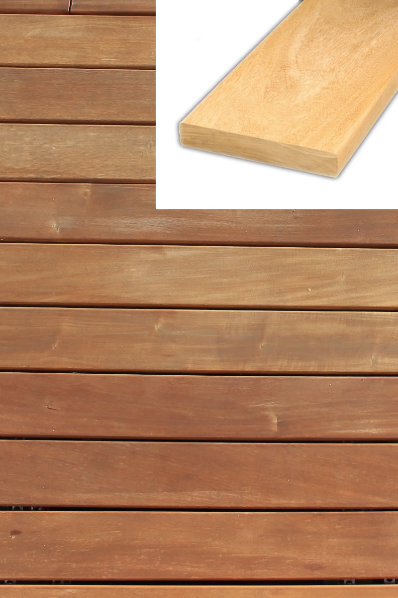 Garapa Terrassendiele 21x145mm glatt, griffelt oder genutet nach Wunsch