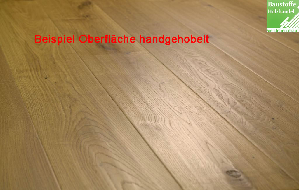 Landhausdiele 3-Schicht Eiche Provence handgehobelt 14x190mm umlaufd. Klick-Verbindung und Fase