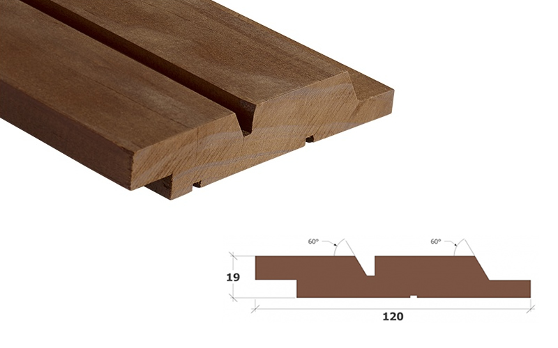 Kebony Clear Wechselfalz Doppelprofil 60° Fassadenbrett 19x120mm