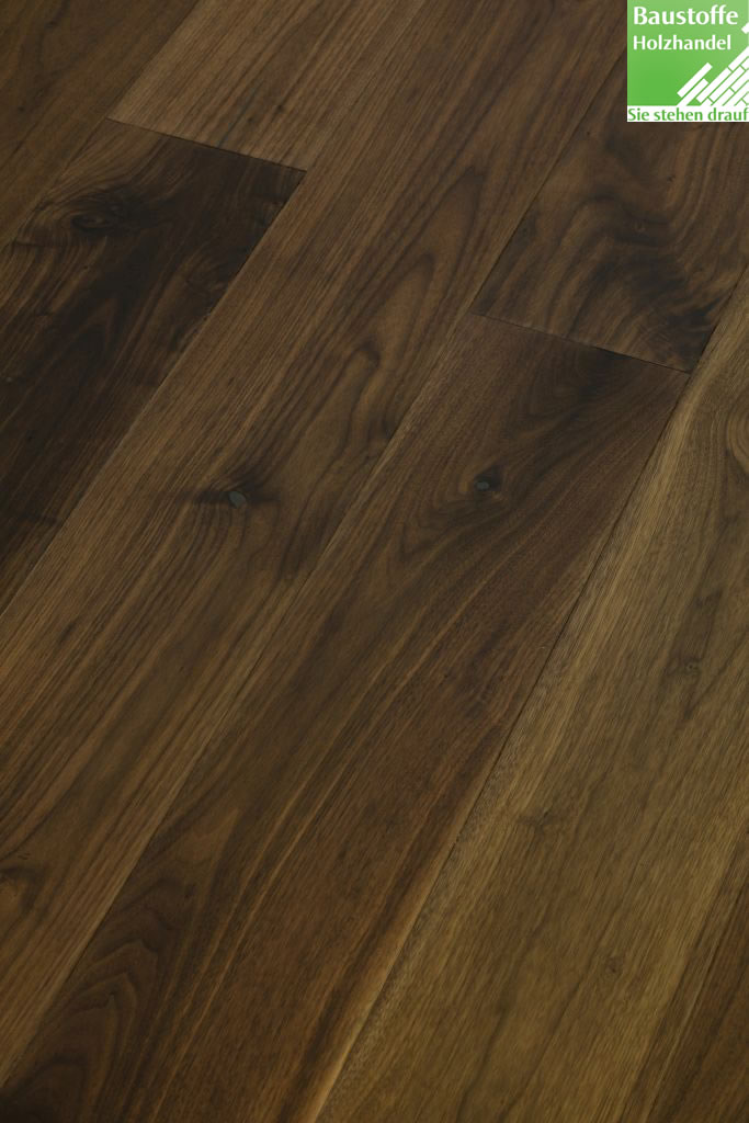 Landhausdiele 3-Schicht Nussbaum amerik. markant-rustikal 14x190mm umlaufd. Klick Verbindung + Fase