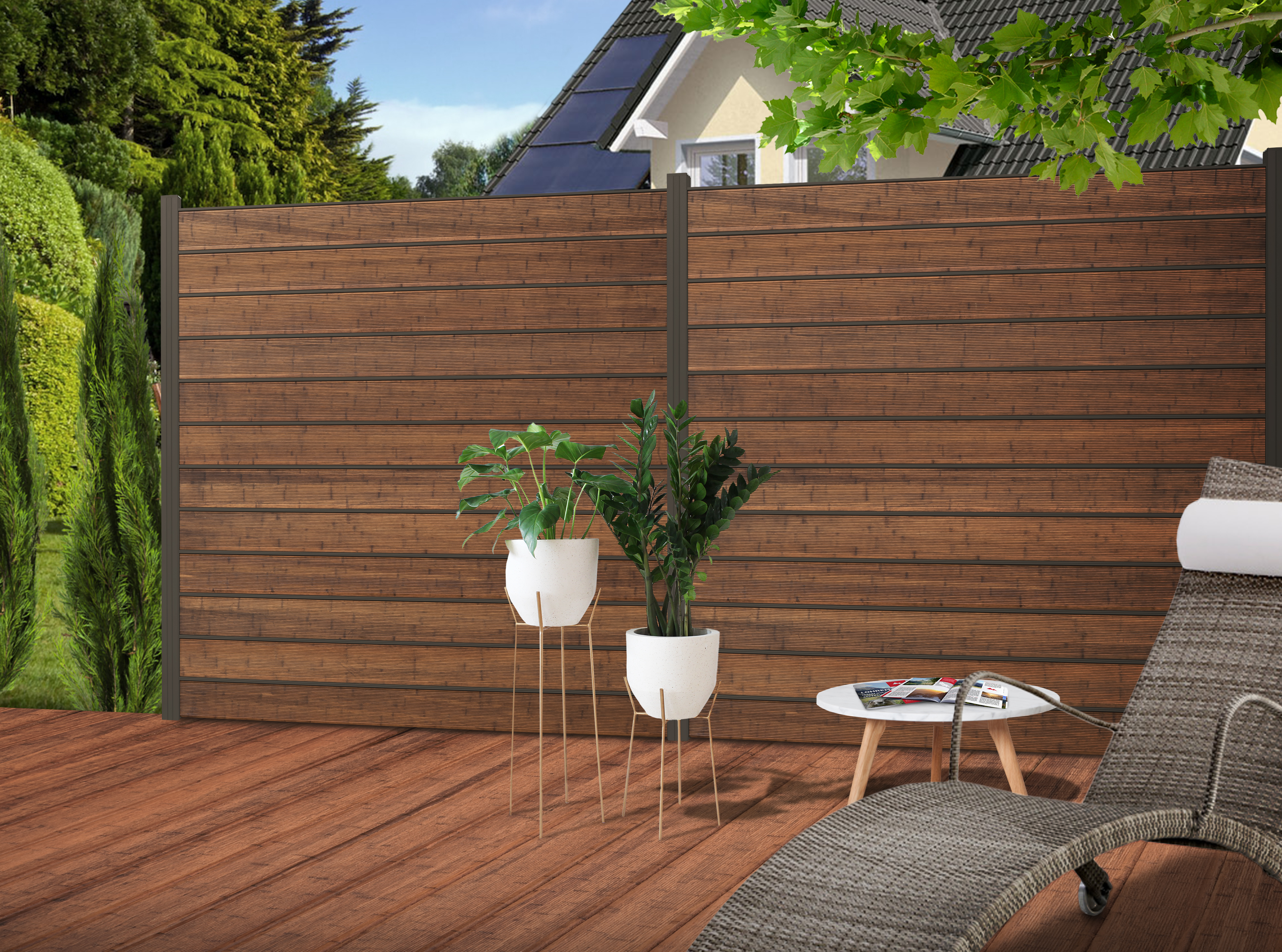 System Sichtschutz Zaun WPC Kombi Line in 36 Kombinationen