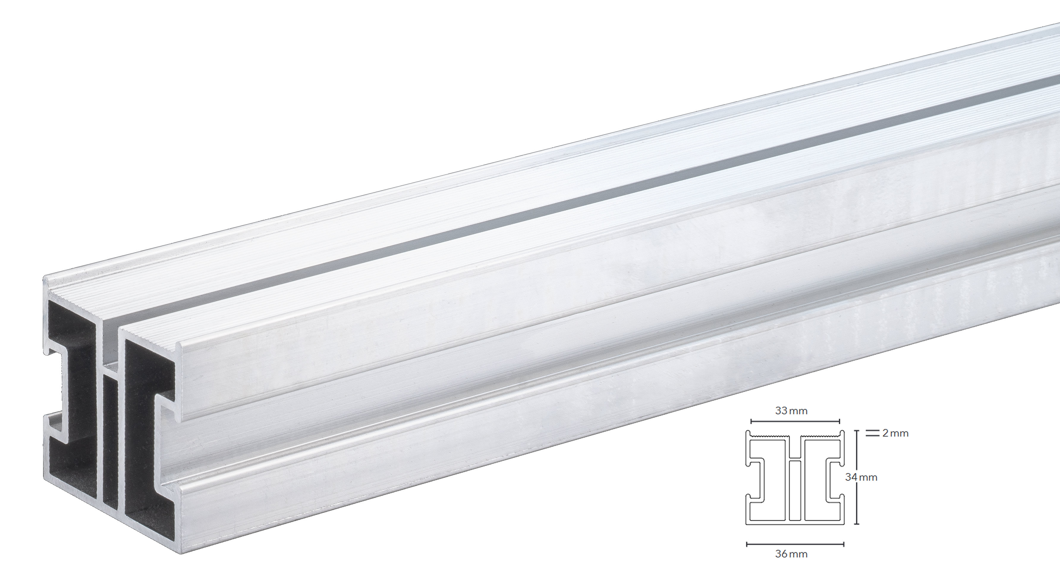 Aluminium Terrassen Unterkonstruktion 34x36mm - 2,0m zur Endlosverlegung