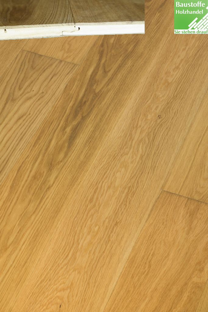 Landhausdiele 3-Schicht Eiche elegant 14x190mm umlaufemd Klick Verbindung oder Nut+Feder + Fase