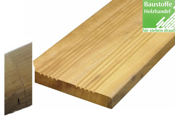 Garapa System Terrassendiele 21x145mm franz-glatt, Nut und Feder kopfseitig zur Endlosverlegung