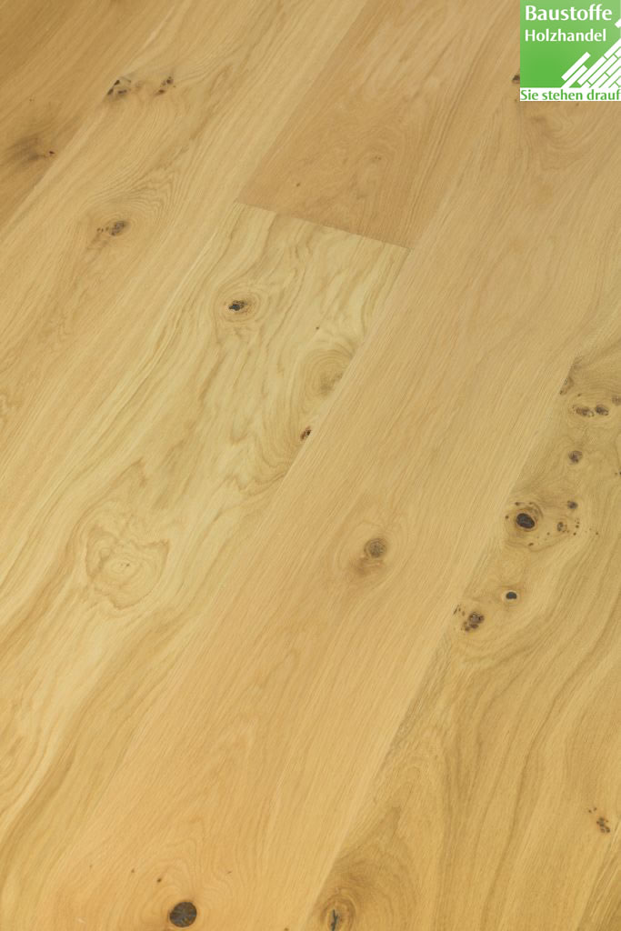 Landhausdiele 3-Schicht Eiche Naturelle 14x190mm u.14x220mm umlaufd. Klick-Verbindung und Fase