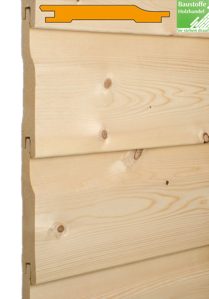 MOCOPINUS Fassade Chalet gerundet (Alpalame), (CHR 00 hf) gehobelt Fichte