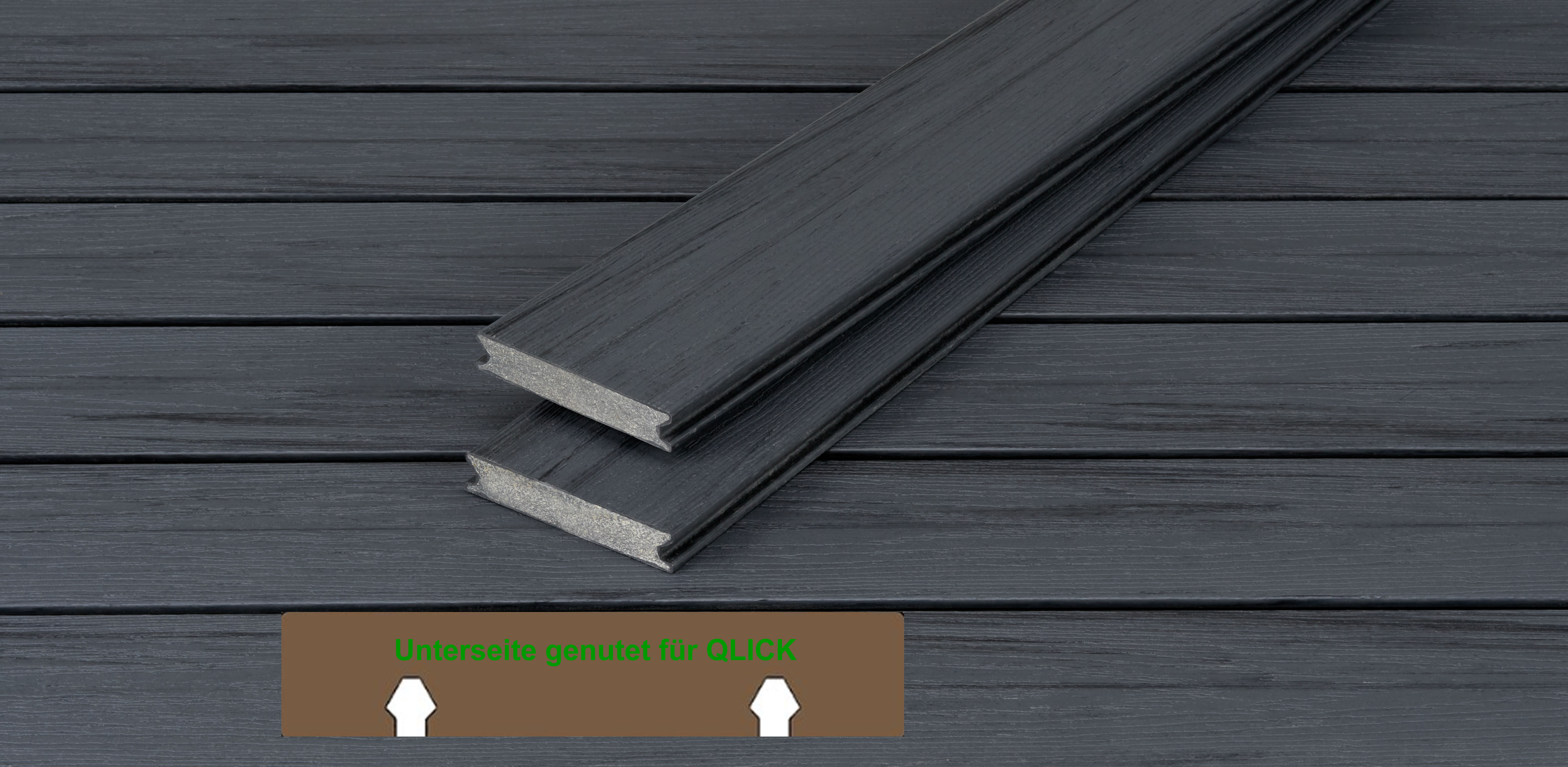 UPM Piazza Pro QLICK Terrassendiele 25x140mm in Streaked Ebony