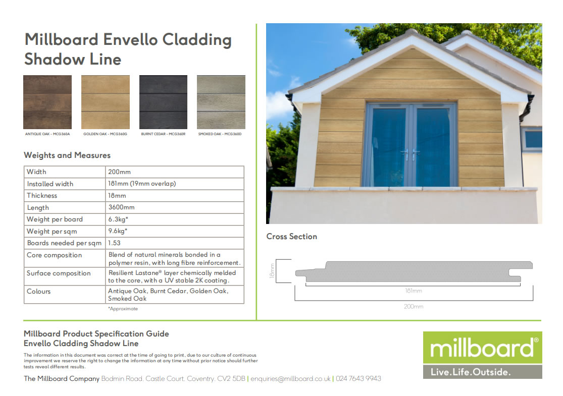 Millboard Fassade Envello Shadow Line in 4 Farben