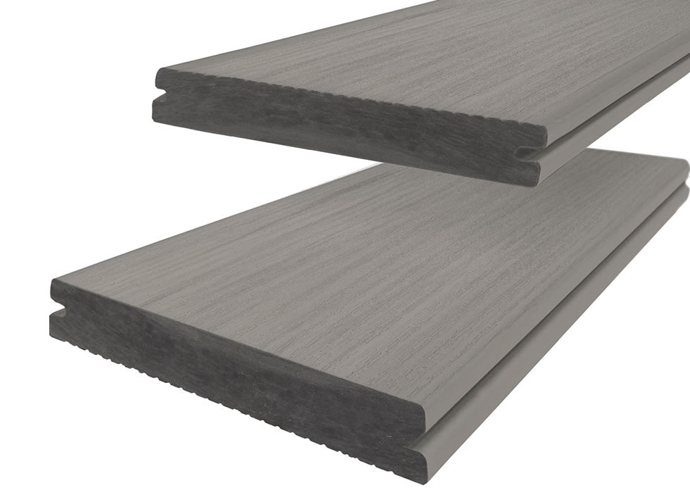 Twinson Terrace Majestic massiv pro 9369 Eiche Rauchgrau 20 x 140mm fein geriffelt / glatt Holzstruk