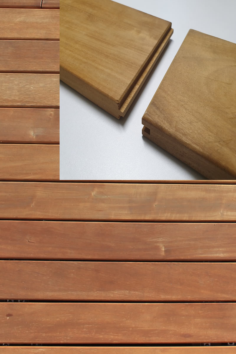 Garapa System Terrassendiele 25x144mm glatt, Nut und Feder kopfseitig zur Endlosverlegung KD