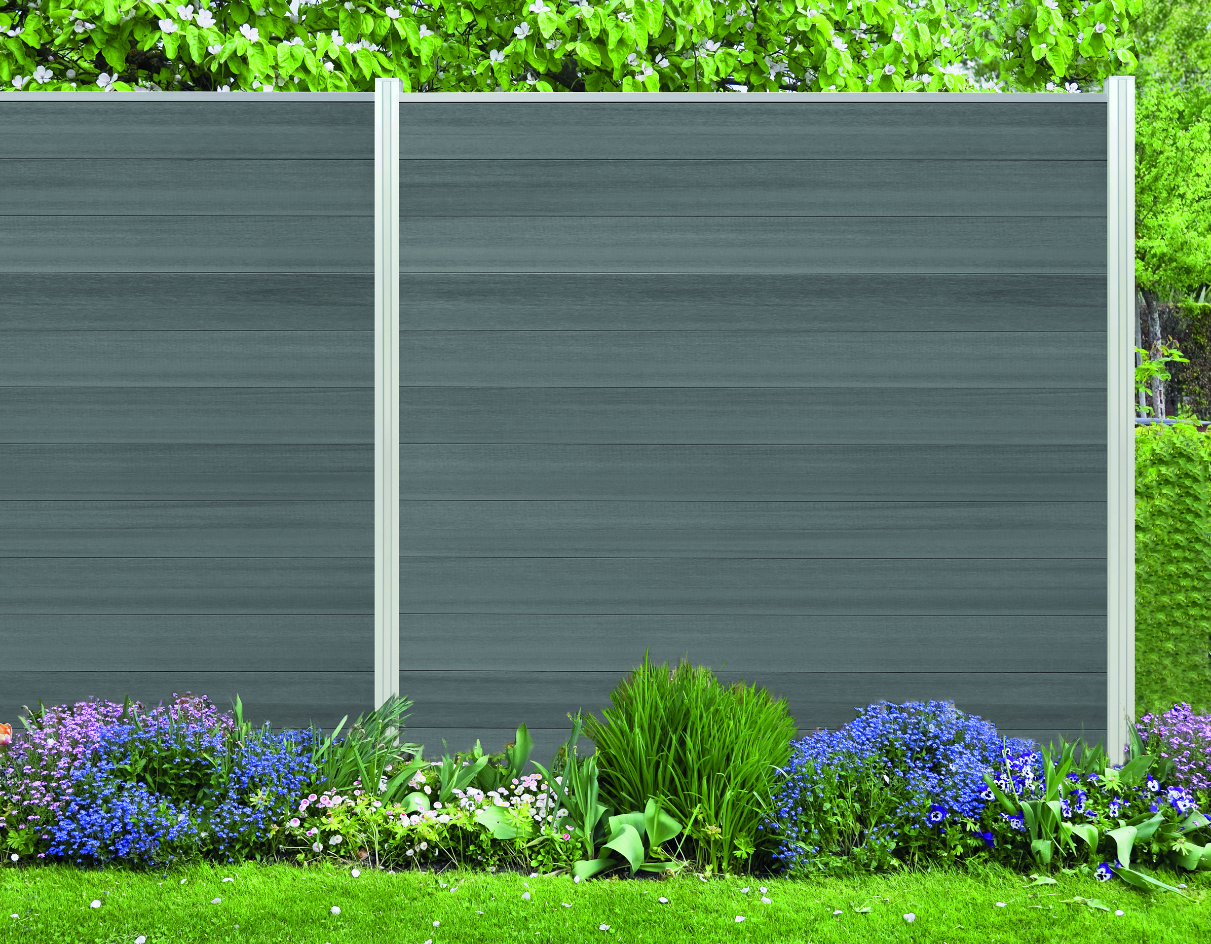 System Sichtschutz Zaun WPC Cora Line in 10 Farben als Stecksystem